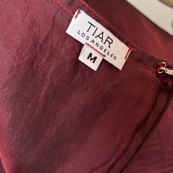 𝅺tiar Los Angeles A-Line Linen & Silk Organza Red Wine Burgundy Midi Skirt M - Picture 9 of 12